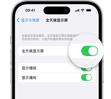 巴塘苹果15预约维修分享iPhone15如何设置全天候显示屏幕可见 