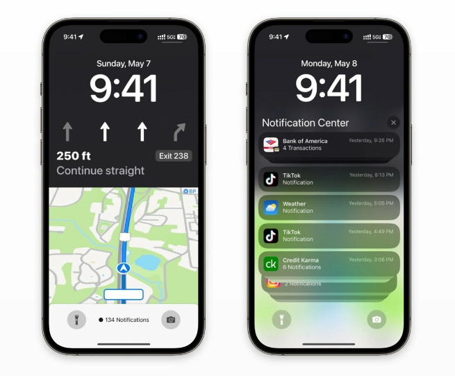 巴塘苹果维修服务分享iOS17锁屏地图导航半屏显示长什么样 